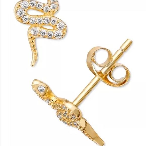 Cubic Zirconia Snake Stud Earrings - Picture 2 of 2